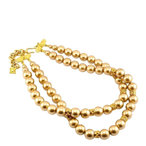 Vintage Carolee Double Strand Golden Chunky Necklace - Picture 1 of 7